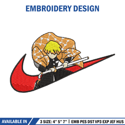 Agatsuma Zenitsu Nike embroidery design, Kimetsu no Yaiba embroidery, Nike design, anime d160
