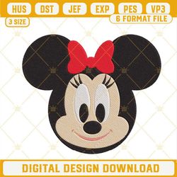Baby Minnie Face Embroidery Designs, Disney Mouse Girl Cartoon Embroidery Files.jpg