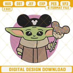 Baby Yoda Embroidery Designs, Disney Baby Yoda Mouse Ears Snacks Machine Embroidery Design.jpg