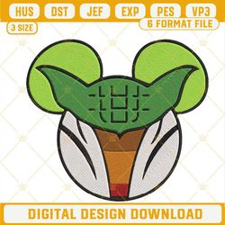 Baby Yoda Inspired Mickey Head Embroidery Designs, Star Wars Disney Character Machine Embroidery Files.jpg