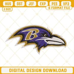 Baltimore Ravens Logo Embroidery Files, NFL Football Team Machine Embroidery Designs.jpg