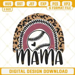 Baseball Mama Leopard Rainbow Embroidery Files, Mothers Day Sports Embroidery Designs.jpg