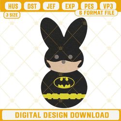 Batman Peeps Embroidery Design, Superhero Easter Bunny Embroidery File.jpg