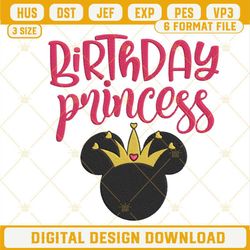 Birthday Princess Disney Mouse Head Machine Embroidery Design Files.jpg