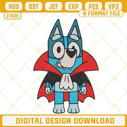Bluey Vampire Embroidery Files, Cute Blue Dog Halloween Embroidery Designs.jpg