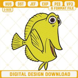 Bubbles The Yellow Fish Embroidery Files, Finding Nemo Machine Embroidery.jpg