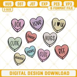 Candy Hearts Embroidery Design, Conversation Hearts Embroidery File.jpg