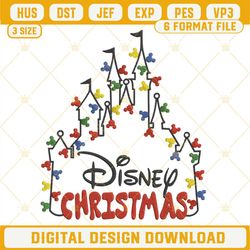 Christmas Disney Castle Kingdom Embroidery Design, Disney Christmas Embroidery Design File.png