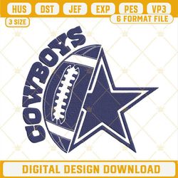 Cowboys Ball And Star Machine Embroidery Design File, Dallas Cowboys Embroidery Designs.jpg
