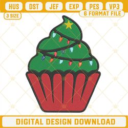 Cupcake Christmas Tree Embroidery Design File.png