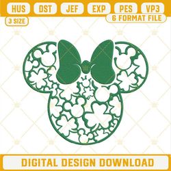 Minnie Mouse Head Shamrock Embroidery File, Disney St Patrick's Day Embroidery Design.jpg