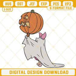 Piglet Ghost Pumpkin Embroidery Files, Disney Piglet Halloween Embroidery Designs.jpg
