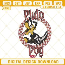 Pluto Dog Skeleton Embroidery Design, Disney Dog Halloween Embroidery File.jpg