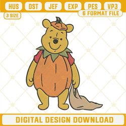 Pooh Bear Pumpkin Embroidery Design File.jpg