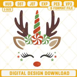 Reindeer Unicorn Christmas Embroidery Design File.png