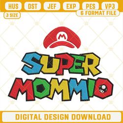 Super Mommio Embroidery Design File, Super Mario Mom Embroidery Pattern.jpg