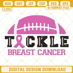 Tackle Breast Cancer Embroidery Designs, Cancer Football Embroidery Design File.jpg