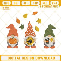 Thanksgiving Gnomes Embroidery Design, Autumn Gnomes Embroidery Design File.jpg
