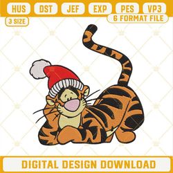 Tigger Christmas Santa Hat Embroidery Design Files.jpg