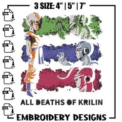 All deaths of krilin Embroidery Design, Dragonball Embroidery, Embroidery File, Anime Embroidery, Digital download,Embro