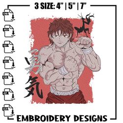 Baki poster Embroidery Design, Baki Embroidery, Embroidery File, Anime Embroidery, Anime shirt, Digital download,Anime e