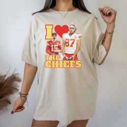 I Love The Chiefs Tshirt, Kansas City Chiefs Shirt, NFL Vintage shirt, 90s Travis Kelce Gear, Funny Patrick Mahomes Shir
