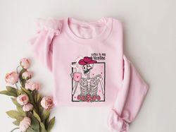 Skeleton Coffee Valentines Sweatshirt, Retro Valentines Day Sweatshirt, Retro Valentines Skeleton shirt, Coffee Lovers S