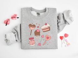 valentines day cake and candy sweatshirt, snack life, eat cake, love key,valentines day shirts for woman,valentines day