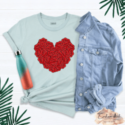 Rose Heart Shirt, Double Heart Shirt, Valentine Heart Tee, Valentines Shirt, Love Shirt, Valentine Shirts, Cute Love Shi