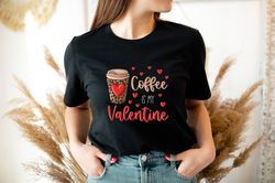Coffee Is My Valentine, Valentines Day Leopard Graphic Tee, Womens T-Shirt, Funny Valentines Day Shirt, Coffee Shirt, Va