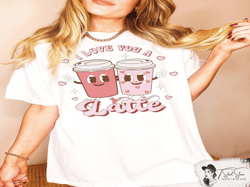 comfort colors retro i love you a latte coffee graphic tee, comfort colors valentines day graphic tee, coffee valentines