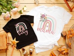 mama and baby rainbow floral shirt, mama rainbow  tshirt, baby mama matching shirts, mothers day gift,