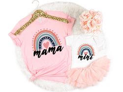 Rainbow Mama Mini Tshirt, Mama and Baby Shirt, Rainbow Mama Shirt, Rainbow Mini Onesie, Mama Mini Matching Shirt