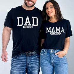 Mama Established 2023 Shirt, New Dad Shirt, Gift for New Mom, Pregnancy Announcement Shirts, Mom Est 2023, Dad Est 2023