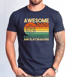 Awesome Dads Explore Dungeons Shirt, Gift for Dad DND Shirt, Dungeons and Dragons Dad Shirt, Fathers Day Gift Tshirt