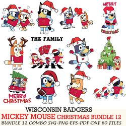LSU Tigers bundle 12 zip Bluey Christmas Cut files,for Cricut,SVG EPS PNG DXF,instant download
