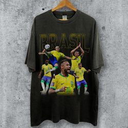 Vintage Retro Brazil Soccer Team Shirt, Soccer Bootleg Shirt, Soccer Shirt, Football Fan Gifts, Soccer Tee