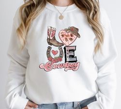 Retro Western Valentine Sweatshirt, Valentines Day Sweatshirt, Love Cowboy Sweater, Valentines Day Gift, Cowgirl Sweatsh