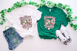 Pink Lucky Dice Shirt, St Patricks Day Shirt, Womens St Patricks Tee, Lucky Crew Shirt,Clover,Irish Beer,Shamrock Shirt,