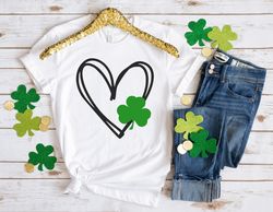 Shamrock Heart St Pattys Day Shirt, St Patricks Day Shirt, Four Leaf Clover, Shamrock Shirts, St Paddys Day Gift, Irish