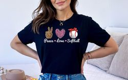 Peace Love Softball Tshirt, Peace Love Softball Mom Leopard Funny Tshirt, Softball Tshirt, Baseball Gift Tee
