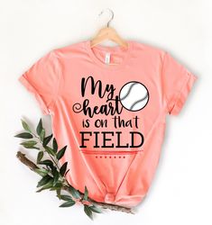 my heart is on that field shirt, sports mom shirt, football mom shirt, personalized football shirt, football fan shirt