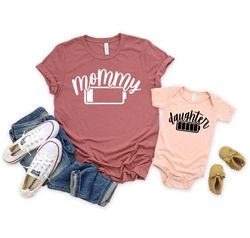 Mommy Daughter Tired Funny Shirt, Mothers Day, Family Battery Energy Low Tshirt, Matching Family T-shirt, Other Family M