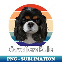 Retro Tri-Colored Cavalier King Charles Spaniel Gifts - Exclusive PNG Sublimation Download - Perfect for Creative Projects