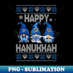 Happy Hanukkah Jewish Merry Christmas Gnomies Xmas s - PNG Transparent Digital Download File for Sublimation - Enhance Your Apparel with Stunning Detail