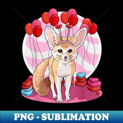 Fennec Fox Heart Valentine Day Decor - PNG Transparent Sublimation Design - Instantly Transform Your Sublimation Projects