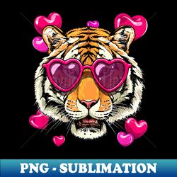 Valentines Day Tiger Face Heart Couples Love Day Tiger Lover - PNG Transparent Sublimation Design - Perfect for Personalization