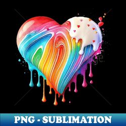 Drip Colorful Icing Sweet Heart cookie Design - rainbow (C) - Exclusive PNG Sublimation Download - Boost Your Success with this Inspirational PNG Download