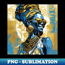 african woman with ancient vibes and head wrap - digital sublimation download file - fashionable and fearless