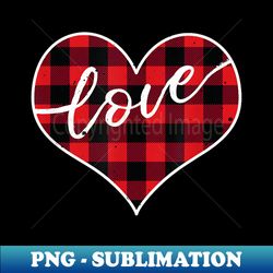 Valentine's Day - Red & Black Buffalo Plaid Love Heart - Signature Sublimation PNG File - Unleash Your Creativity
